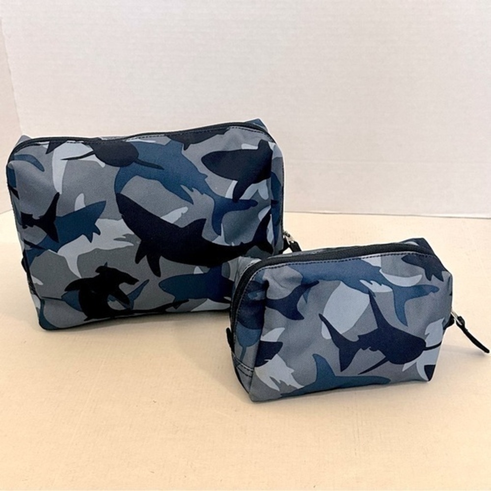 Pottery Barn shark Camouflage kids toiletry Bag Set